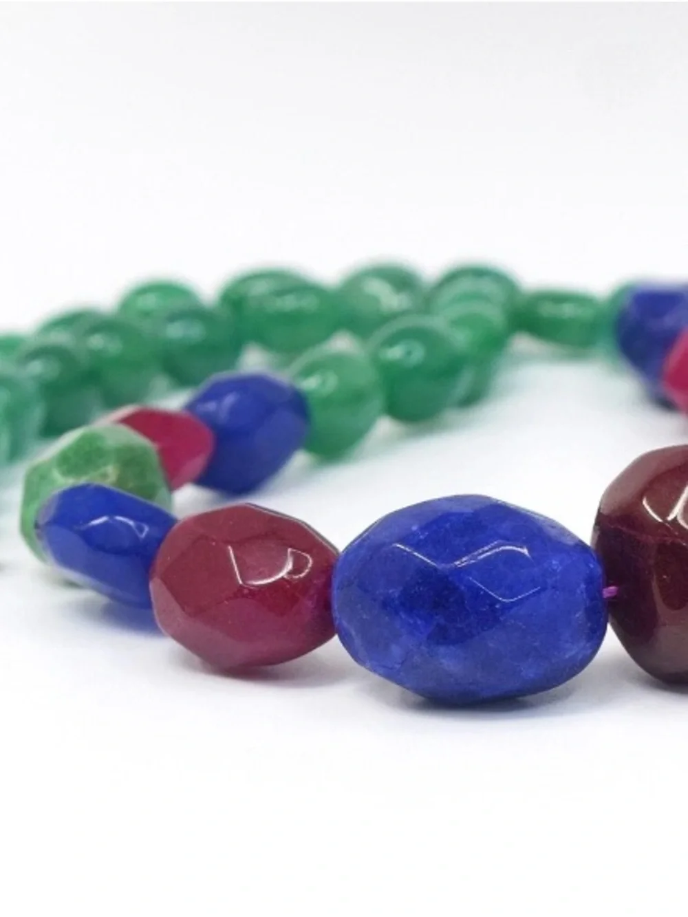 Most Brilliant 424.00 Cts Ruby , Emerald & Sapphire Beaded 20 Inch Necklace